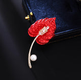 XSB152 - Red Lotus Leaf Saree Brooch