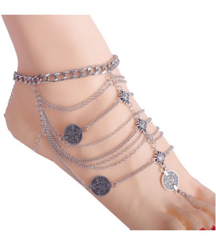 AK003 - Silver Coin Anklet