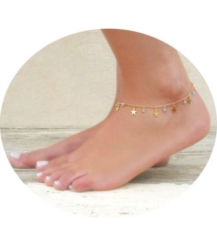 AK052 - Star charm and bead anklet 
