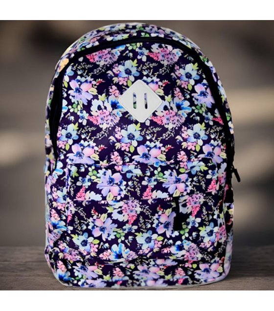 BP725 - Blue Floral Canvas Backpack