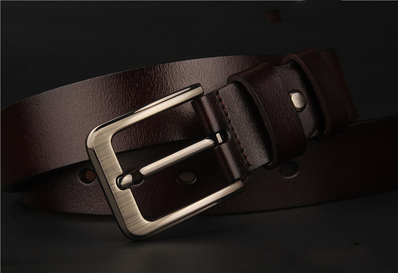 Men's antique leather pin buckle belt