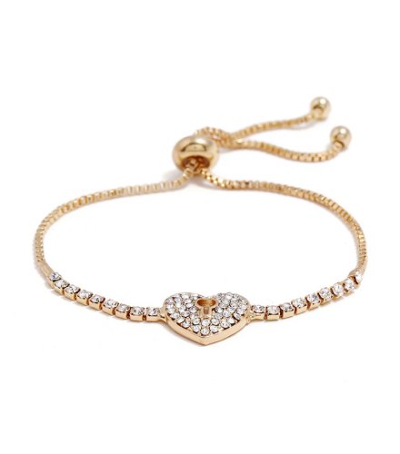 B608 - Simple heart heart alloy diamond bracelet