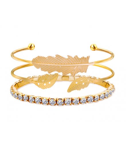 B694 - Korean Golden Leaves Bracelet Set