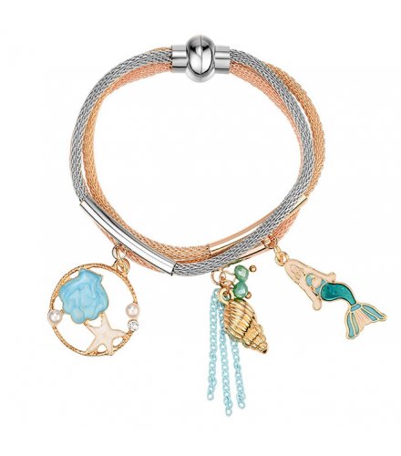B713 - Pearl geometric mermaid alloy bracelet