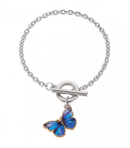 B767 - Korean blue butterfly pendant bracelet