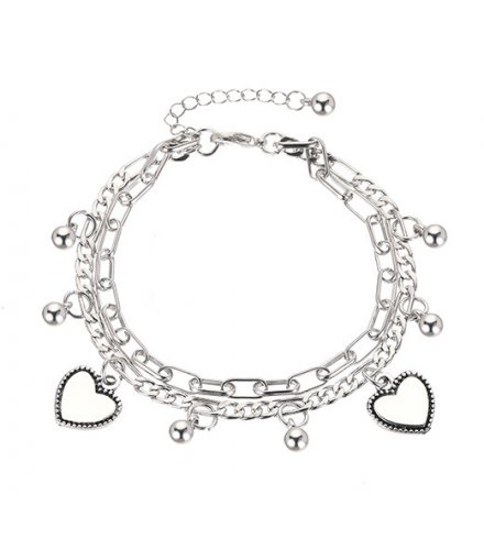 B806 - Retro double love heart bracelet