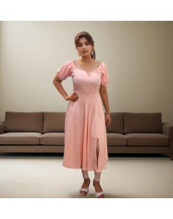 C277 - Elegant Pink Midi Dress