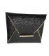CL083 -Gold sequins  black envelope bag