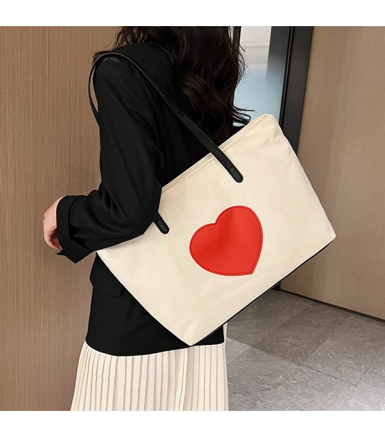 CL1110 - White Heart Tote Handbag