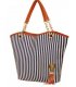 CL503 - Strip tassel casual canvas stripe handbag