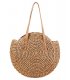 CL569 - Round woven shoulder straw bag 