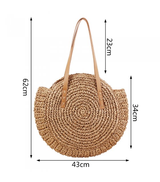 Round woven shoulder straw bag