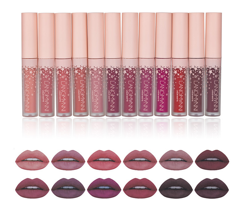 Langmanni 12 Colors Set Liquid Lipstick Matte Lipstick