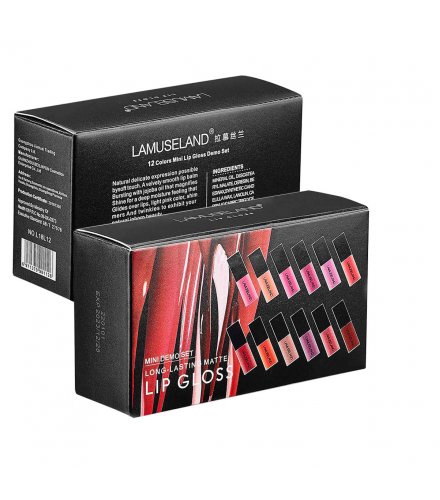 MA498 - Lamuseland 12Colors/Set Travel Kit Long-Lasting Lipstick Matte