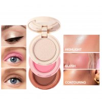 MA595 - Contour Palette, Highlighter Powder, 3 in 1 Colorful Blusher