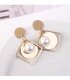 E1030 - Hollow geometric pearl round earrings