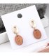 E1036 - Retro Long round wood earrings