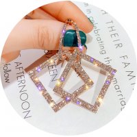 E1063 - Geometric square diamond Earrings