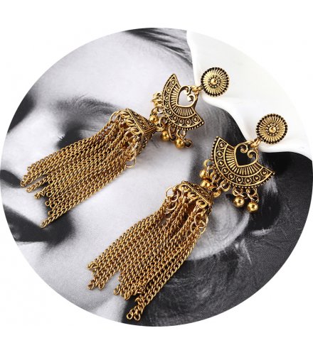 E1115 - Retro exaggerated chain tassel earrings