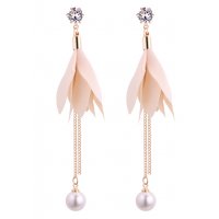 E1117 - Pearl tassel zircon earrings
