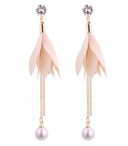 E1117 - Pearl tassel zircon earrings