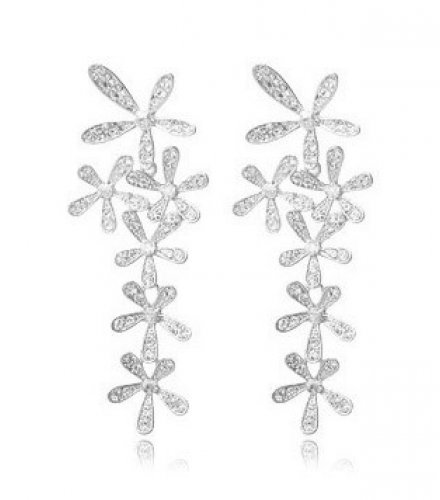 E1123 - Retro Golden Snowflake Long Earrings
