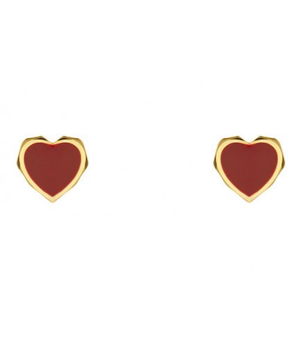 E1133 - French red heart glaze earrings