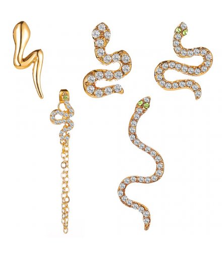 E1192 - Five-piece Set Full Diamond Snake Stud Earrings