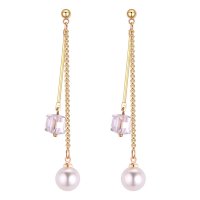 E1213 - Long pearl tassel earrings
