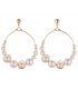 E1217 - Fashion pearl beaded hoop geometric earrings