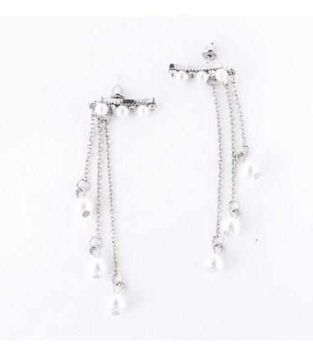 E1277 - Diamond pearl tassel earrings