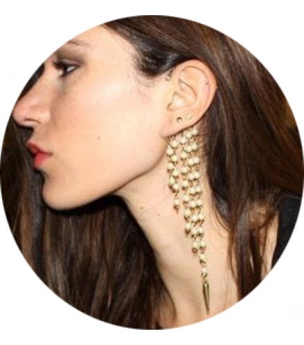 E1284 - Pearl long tassel earrings