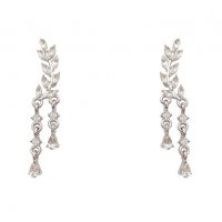 E1321 - Leaf zircon net earrings