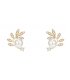 E1322 - Zircon leaf pearl earrings
