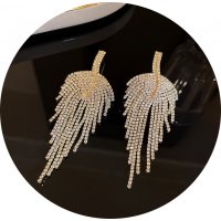 E1335 - Diamond leaf tassel earrings