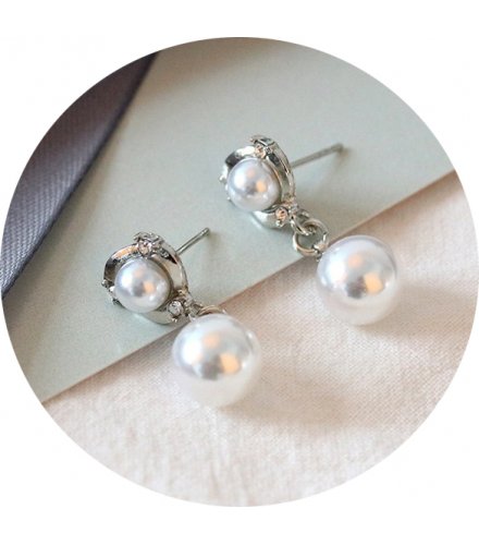 E1344 - Korean diamond-studded pearl earrings