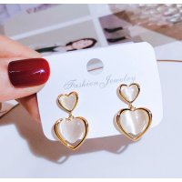 E1433 - Opal Heart Earrings