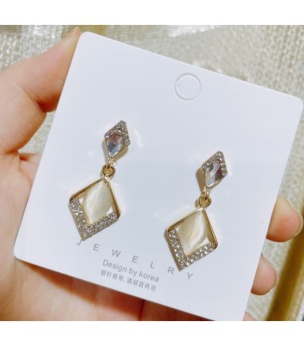 E1446 - Opal Triangle Drop Earrings