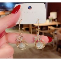 E1447 - Opal Golden Hollow Drop Earrings