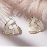 E1473 - White Triangular Earrings