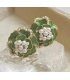 E1495 - Green Flower Earrings