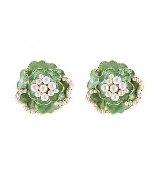 E1495 - Green Flower Earrings