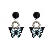 E1506 - Black butterfly earrings 