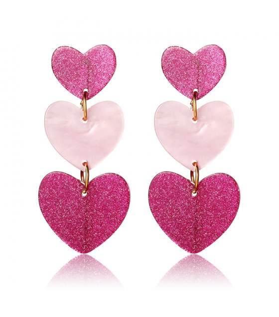 E1512 - Three-layer heart-shaped love earrings