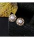 E526 - Retro big round pearl diamond earrings