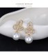 E813 - Gold diamond flower pearl earrings
