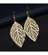 E956 - Hollow pierced metal leaf earrings