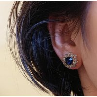 XE043 - Round Blue Gemstone Earring