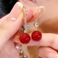 XE046 - Red Drop Long Earrings