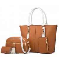 H1306 - Retro Three Piece Brown Handbag Set